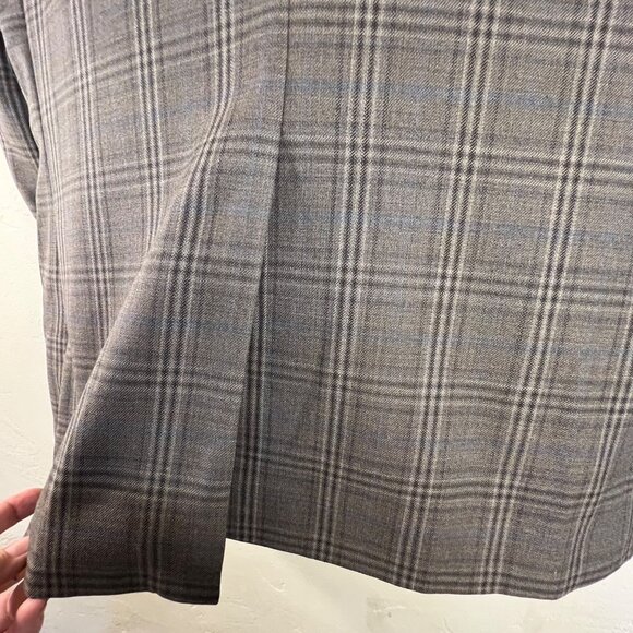 Joseph & Feiss Gold Mens Plaid Blazer Classic Fit 44R Wool Blend Gray Career - Picture 7 of 16
